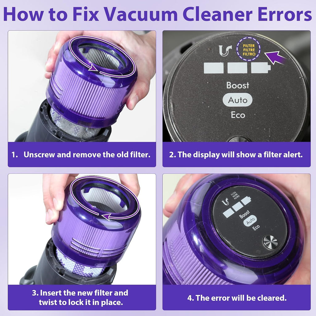 4 Pack V11 V15 Vacuum Filters & 1 Pack Dust Bin Canister Replacement Parts for Dyson V15 V11 SV14 SV15 SV22 Vacuum Cleaner, for Dyson Vacuum Attachments No. 970050-01 & 965443-01 & 970013-02